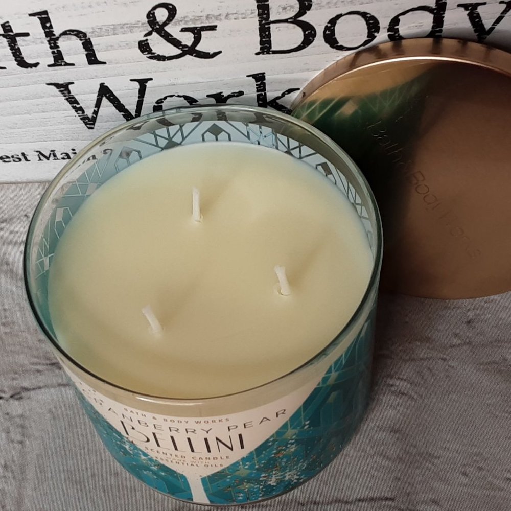 BATH & BODY WORKS 'CRANBERRY PEAR BELLINI' 3~WICK CANDLE DECORATIVE WRAP - Picture 3 of 6